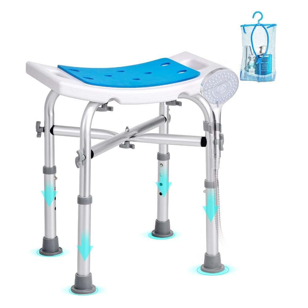 Volenca Shower Chair for Inside Shower, Height Adjustable Stool with Crossbar Support, Non-Slip Seat, 500 Lbs Capacity (1)