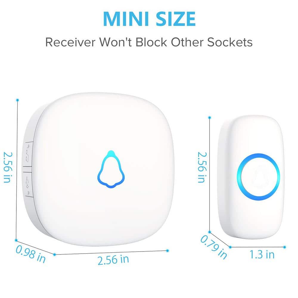 BIBIVIS White Wireless Doorbell, 1000 ft. Range Easy installation Waterproof Classroom Doorbell (2)