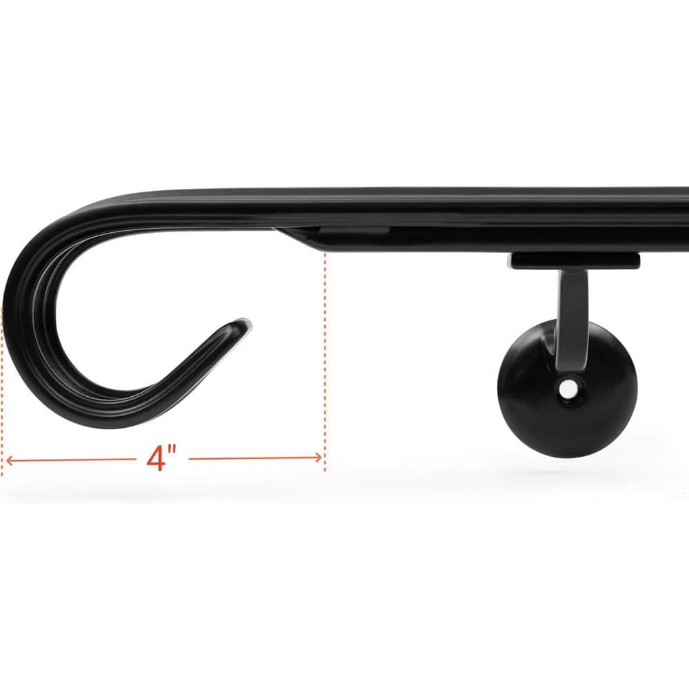 Afoxsos 4 ft. Metal Stair Rail Grab Bar Kit Matte Black Finish for Indoor Outdoor Use (3)