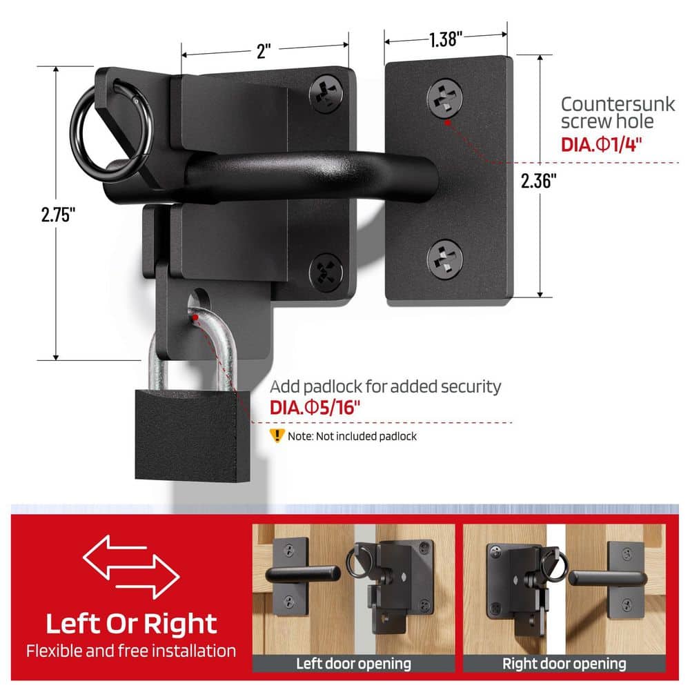 Unbranded Heavy-Duty 304-Stainless Steel Gravity Self-Locking Fence Gate Latch Waterproof Rustproof Black-Sand (3)