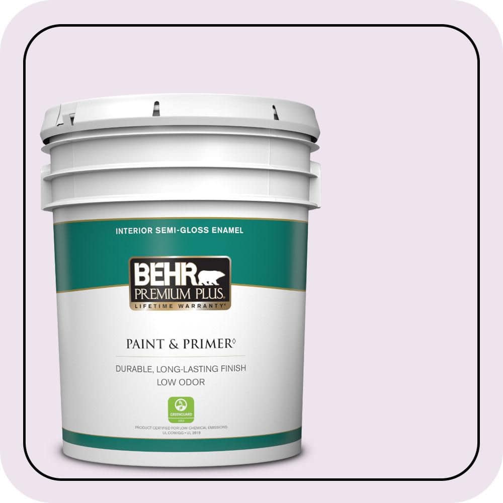 BEHR PREMIUM PLUS 5 gal. #670A-1 Quartz Pink Semi-Gloss Enamel Low Odor Interior Paint & Primer
