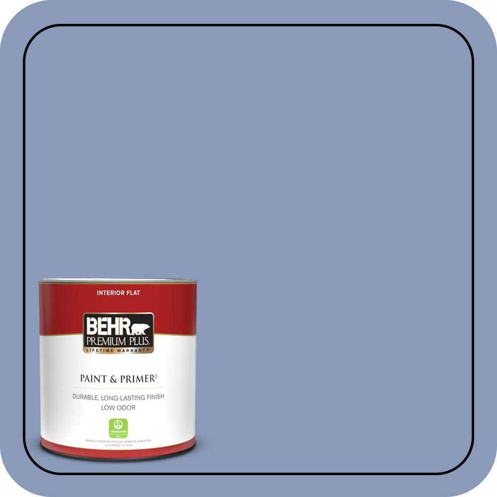 BEHR PREMIUM PLUS 1 qt. #610D-5 Blueberry Popover Flat Low Odor Interior Paint & Primer