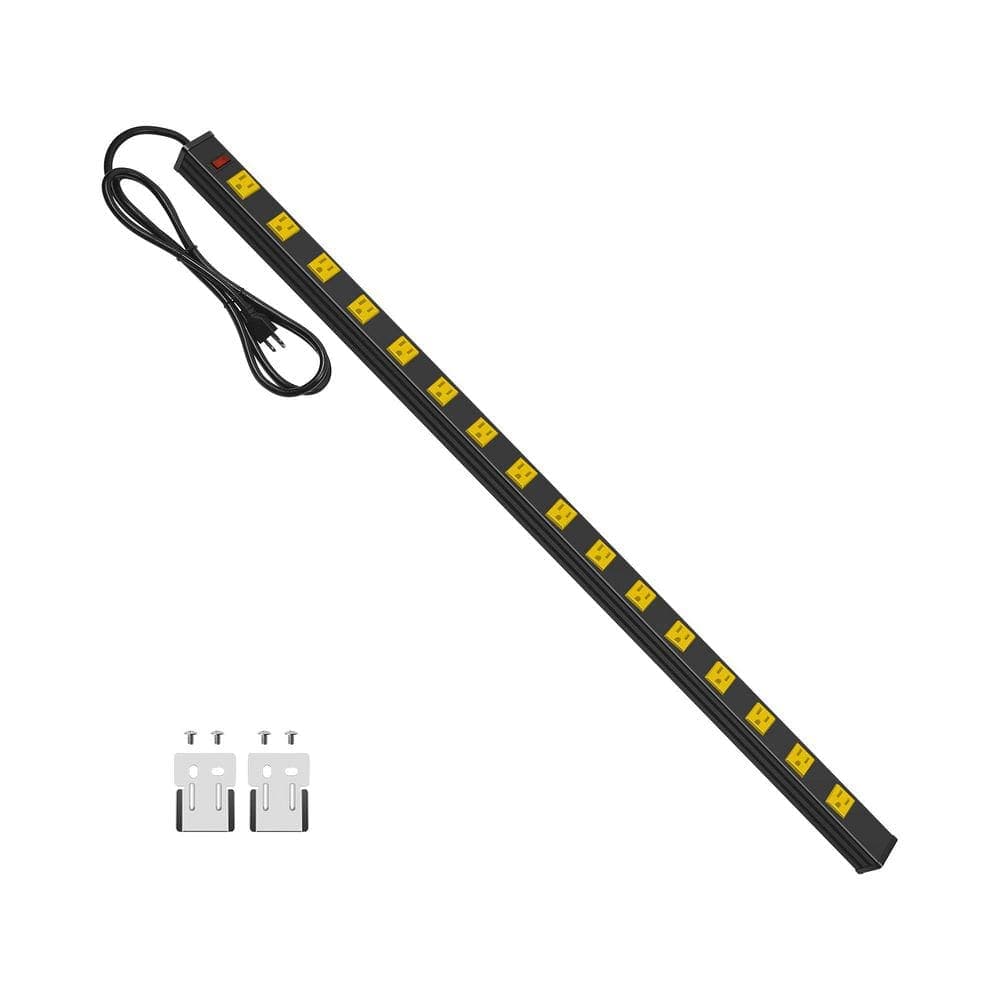 Unbranded 6 ft. Cord 16-Outlet Surge Protector Power Strip with Switch, Wide Spaced Outlets for Garage, Workshop (1)