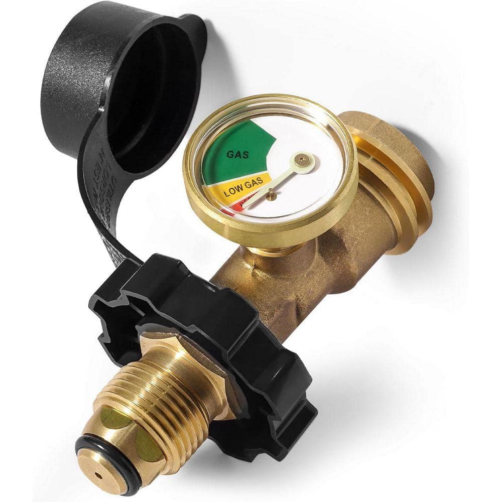 Lukvuzo 2 Pack Propane Tank Gauge Level Indicator Solid Brass Universal Fit Converts POL to QCC1 Type 1 with Leak Detection (1)