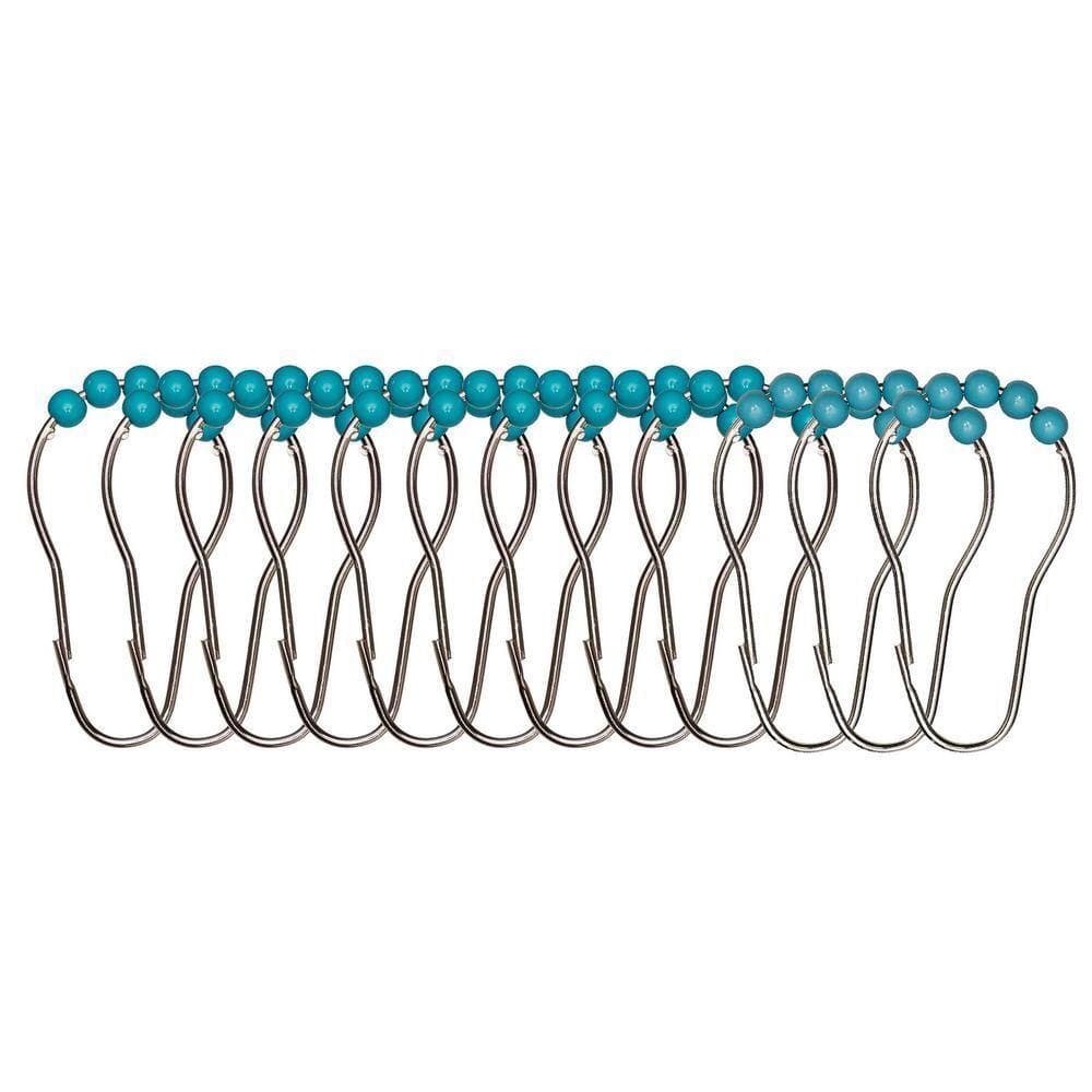 CREATIVE HOME IDEAS Beaded Iron Shower Hook Set in Turquoise Blue (12 Pack) (1)