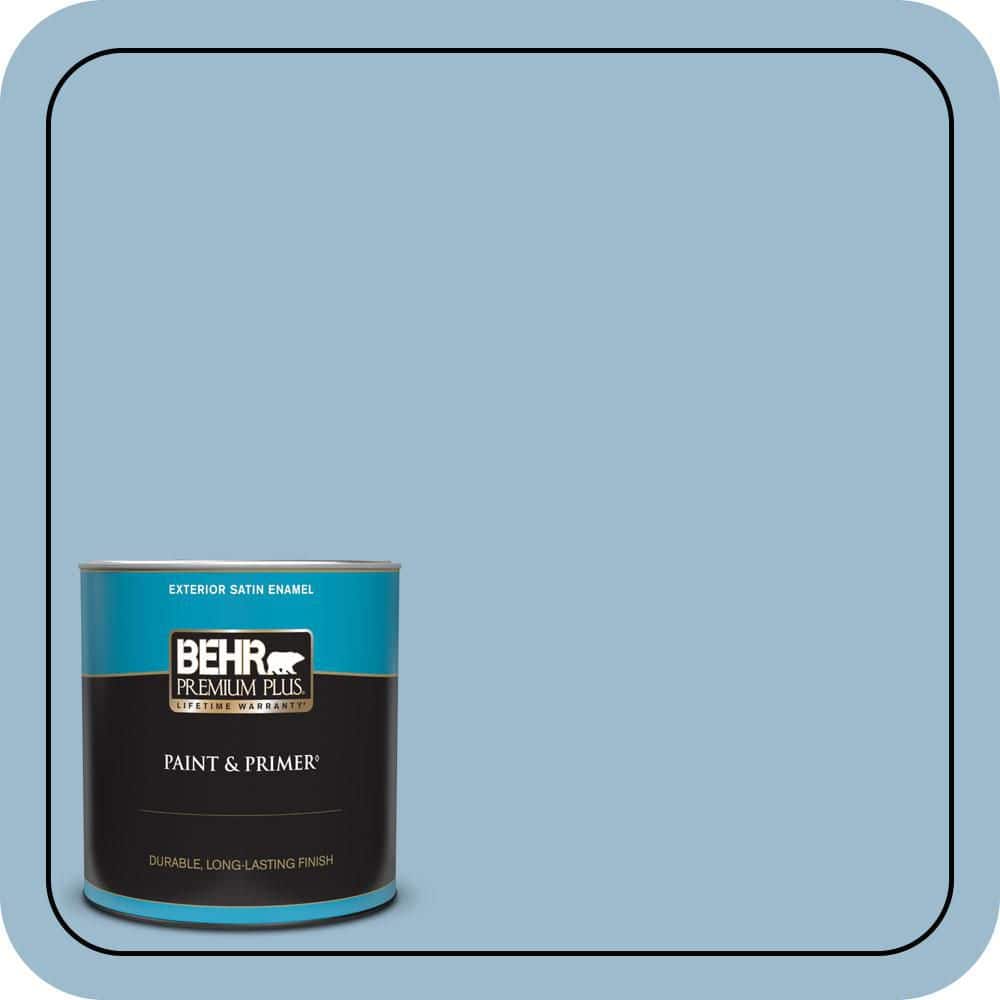 BEHR PREMIUM PLUS 1 qt. #S500-3 Partly Cloudy Satin Enamel Exterior Paint & Primer