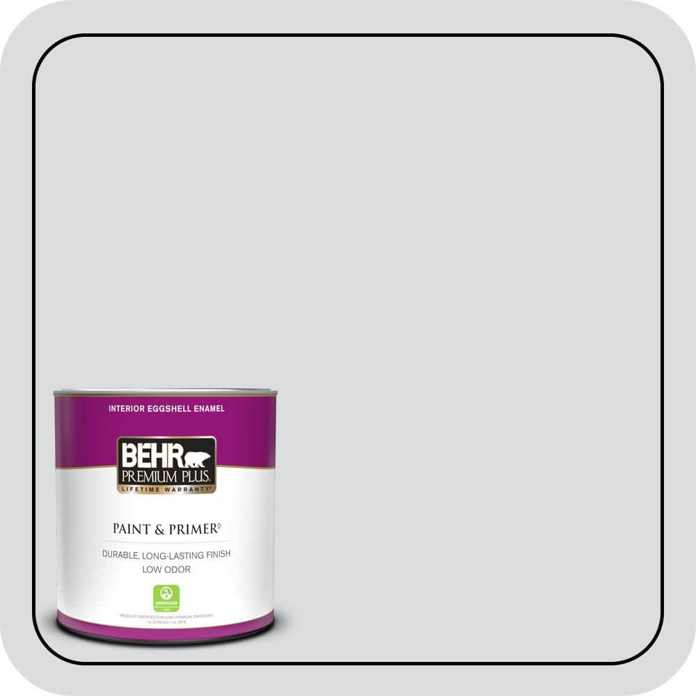 BEHR PREMIUM PLUS 1 qt. #N540-1 Script White Eggshell Enamel Low Odor Interior Paint & Primer