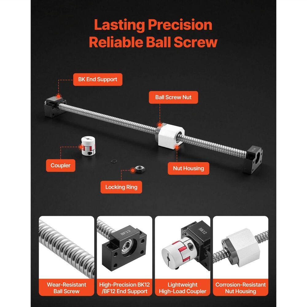 VEVOR Linear Rail Guide Kit, HGR20,4PCS Slide Blocks, 2-Pieces 600 mm (23.62 in. ) Linear Rails and 1PCS Ball Screw (3)