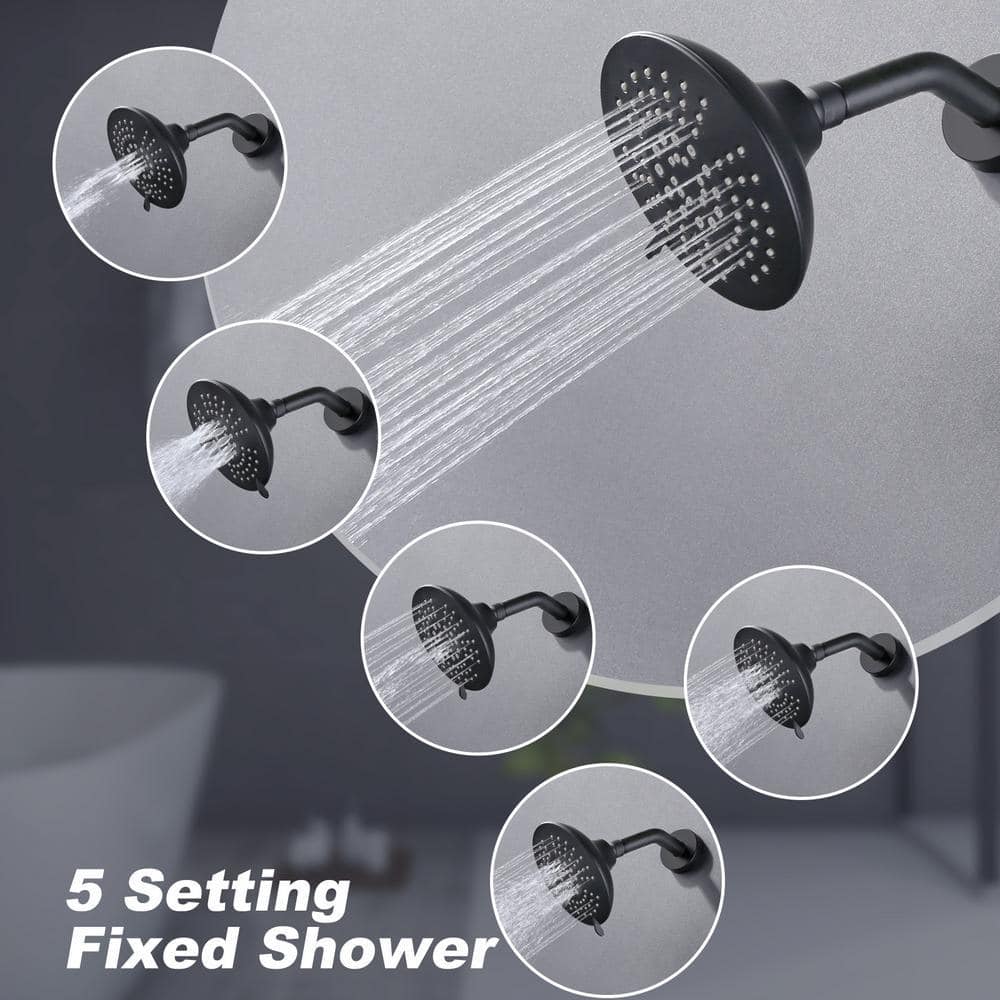 ARCORA Single Handle 5-Spray Shower Faucet 1.8 GPM with Pressure Balance in. Matte Black (Valve Included) (2)
