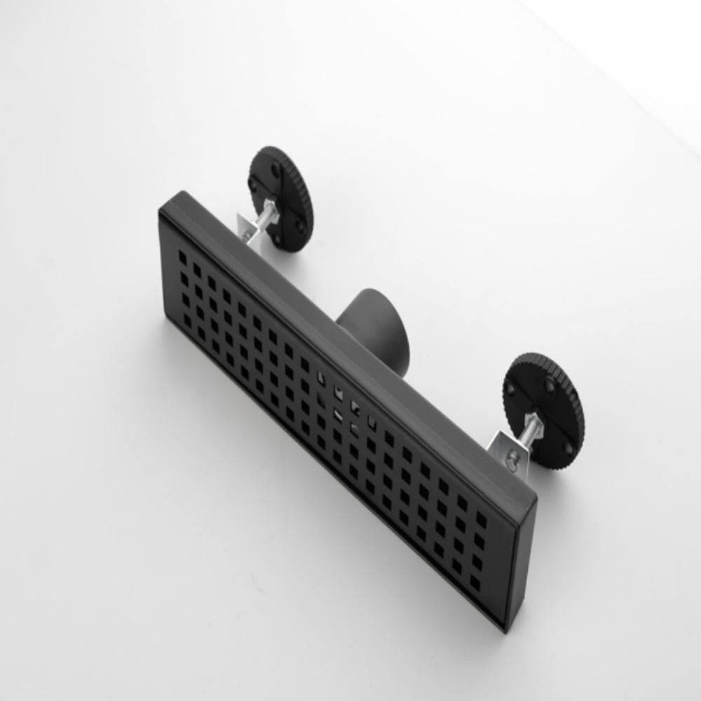 Numhew 1-Piece 12 in. Black Linear Shower Drain with Mounting Hardware, Removable Square Grate, Hair Strainer and Leveling Feet (2)