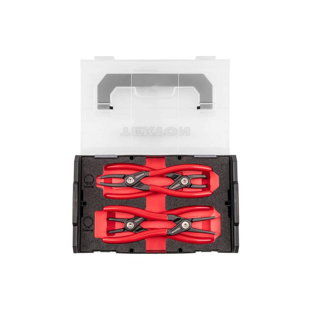 TEKTON 7 in. Internal and External Retaining Ring Pliers Set with Mini Stacking Tool Box (4-Piece) (1)