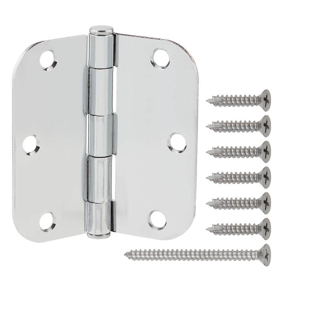 Everbilt 3-1/2 in. x 5/8 in. Radius Chrome Squeak-Free Door Hinge