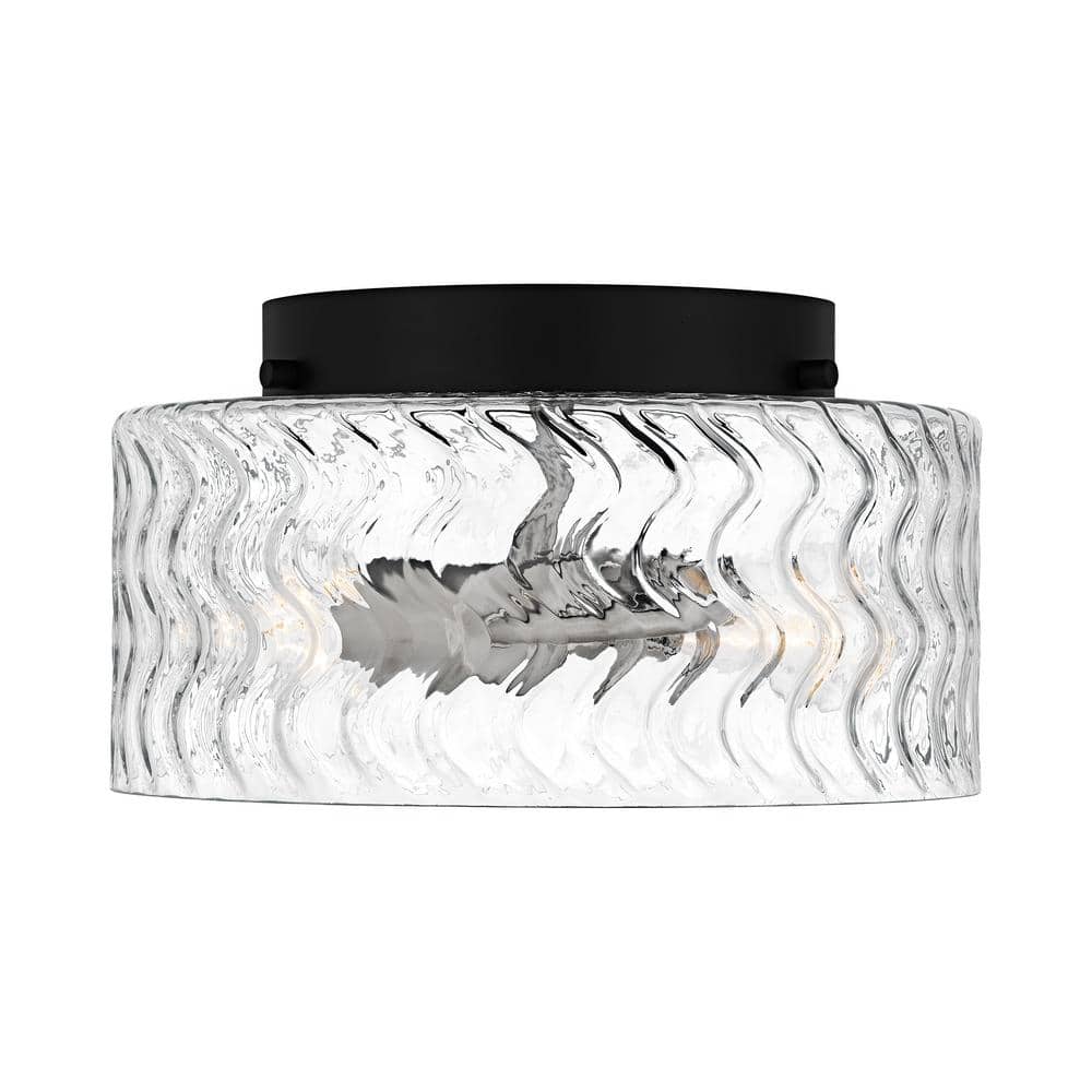 DSI LIGHTING Elara 12 in. 2-Light Matte Black and Brushed Nickel Modern Flush Mount with Clear Textured Glass Shade (3)