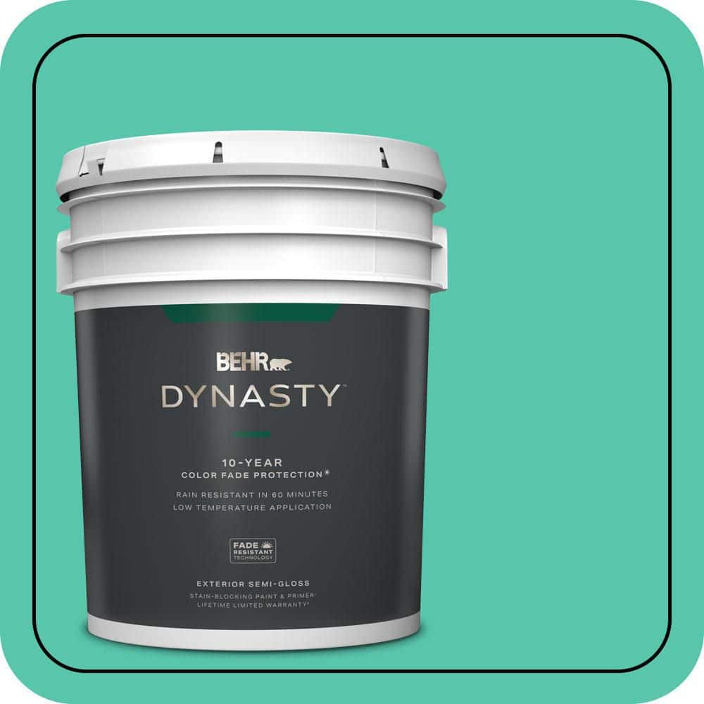 BEHR DYNASTY 5 gal. #480B-4 Shoreline Green Semi-Gloss Enamel Exterior Stain-Blocking Paint & Primer