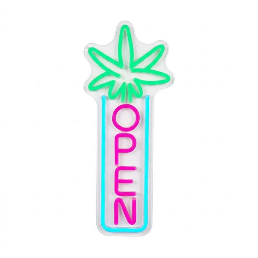 Afoxsos 1 Pack Green Leaf Neon Light Dimmable USB Powered LED Neon Sign for Wall Decor Commercial Bar Coffee Shop (1)