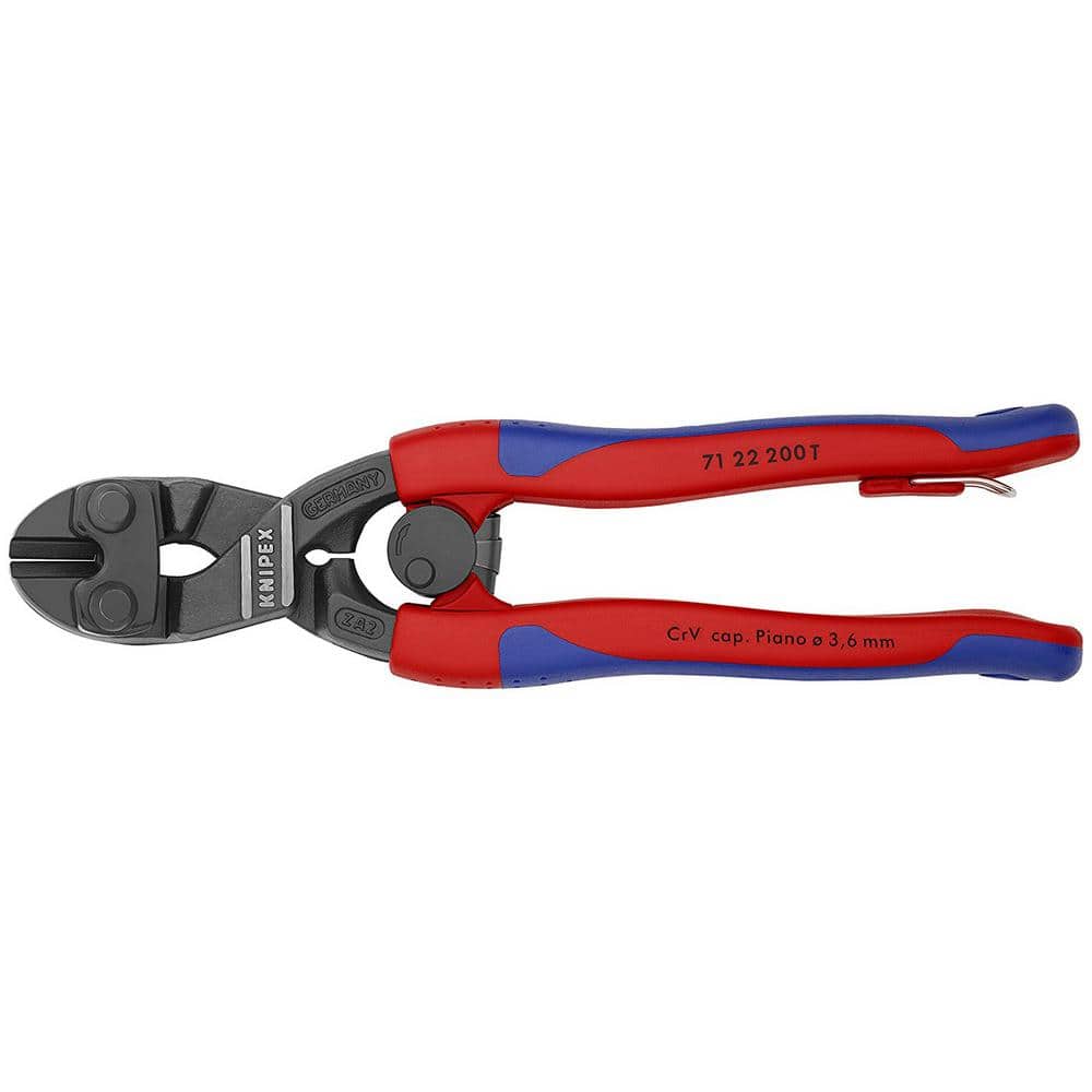 KNIPEX 8 in. Angled CoBolt Mini Bolt Cutters with Opening Spring Locking Lever Comfort Grips and Tether Attachment (3)