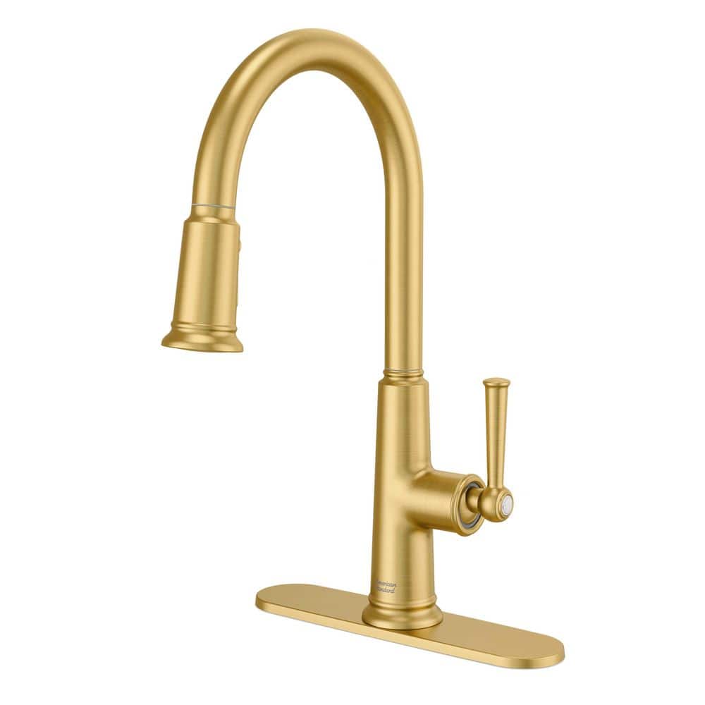 American Standard Highgrove 17 in. Single Handle Pull Down Sprayer Kitchen Faucet with 360° Spout in Brushed Gold