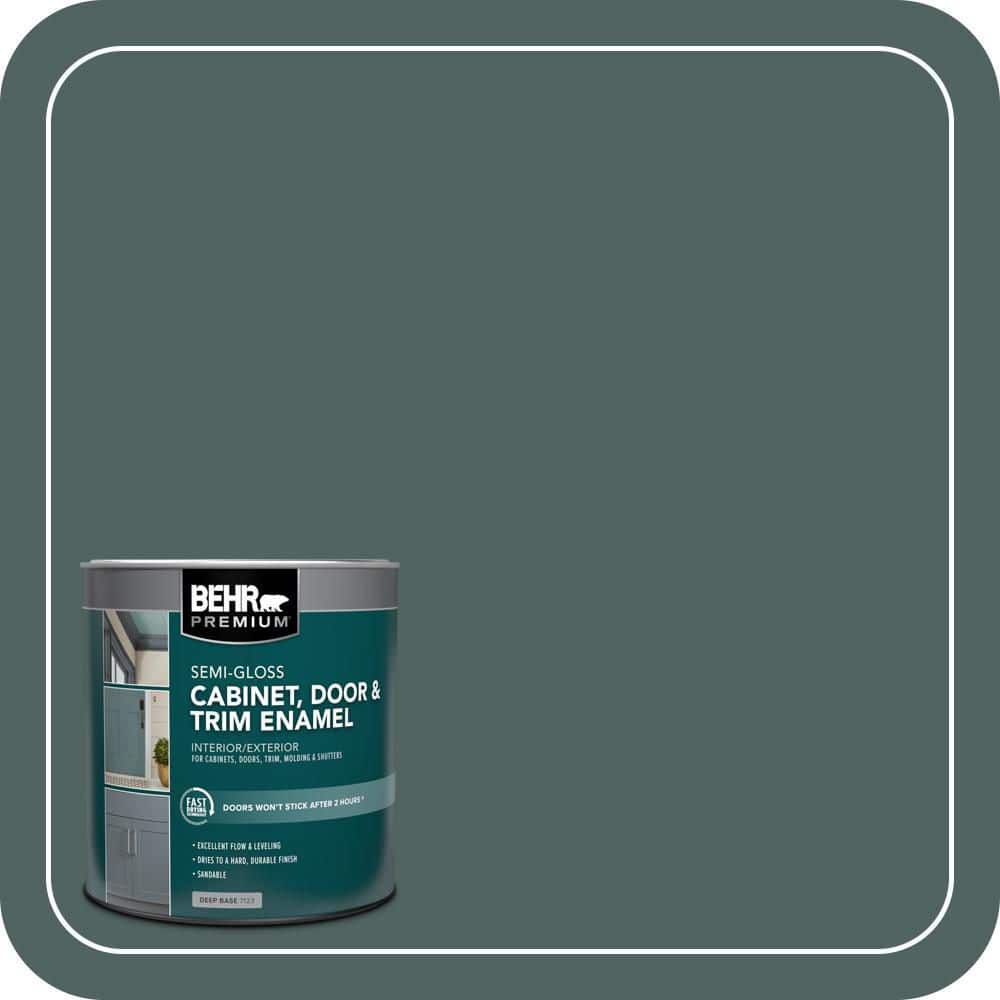BEHR PREMIUM 1 qt. #S430-7 Blue Fir Semi-Gloss Enamel Interior/Exterior Cabinet, Door & Trim Paint