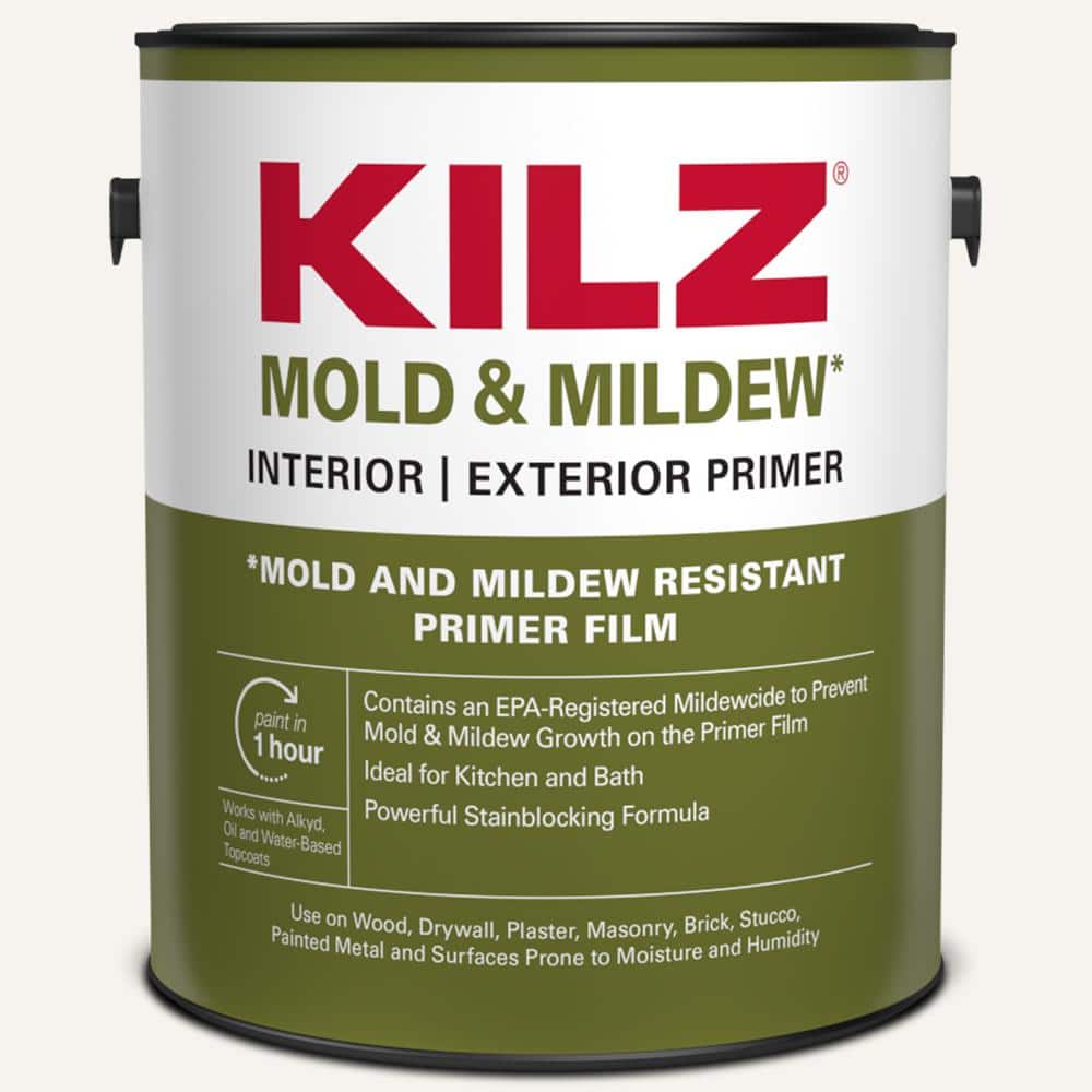 KILZ Mold and Mildew White Water Based Interior and Exterior Primer, Sealer and Stain-Blocker