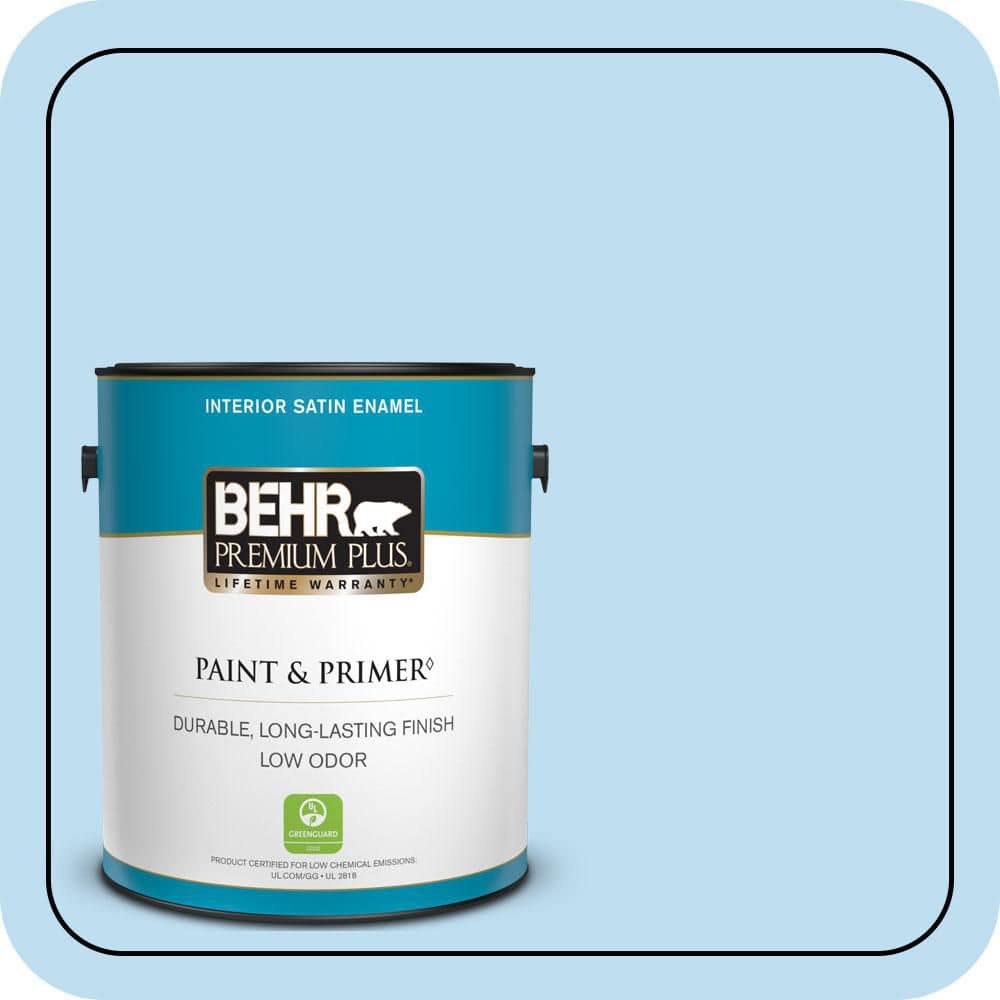 BEHR PREMIUM PLUS 1 gal. #550A-2 Tropical Pool Satin Enamel Low Odor Interior Paint & Primer