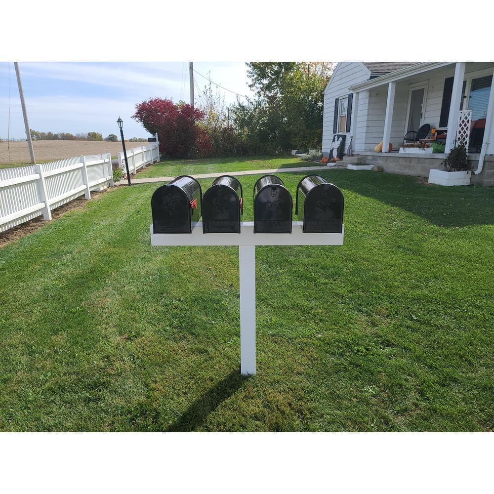 Handy Post Post for 4 Mailboxes 42 in. x 45 in. x 5 in. Vinyl Sleeve in White (3)