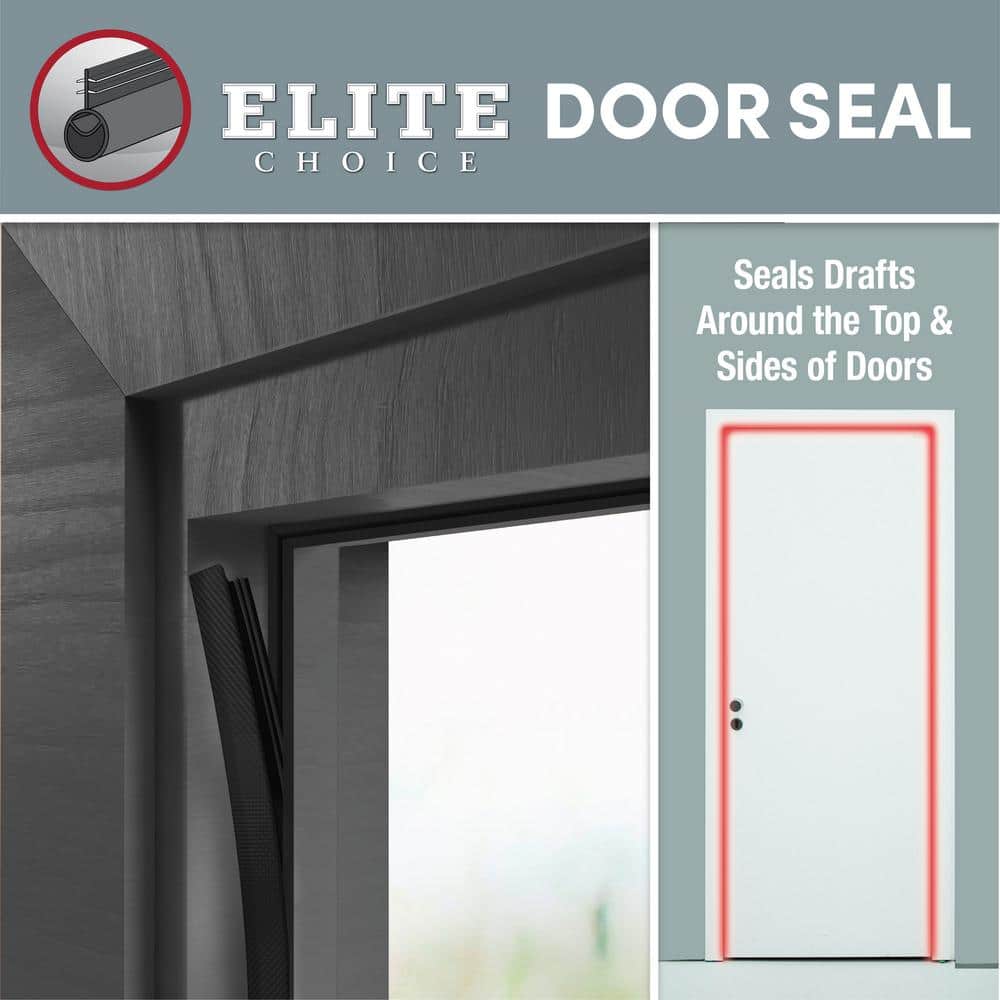 Frost King 1/2 in. x 1/2 in. x 81 in. Elite Black Lifetime Bulb Shape Door Weatherseal Replacement (3)