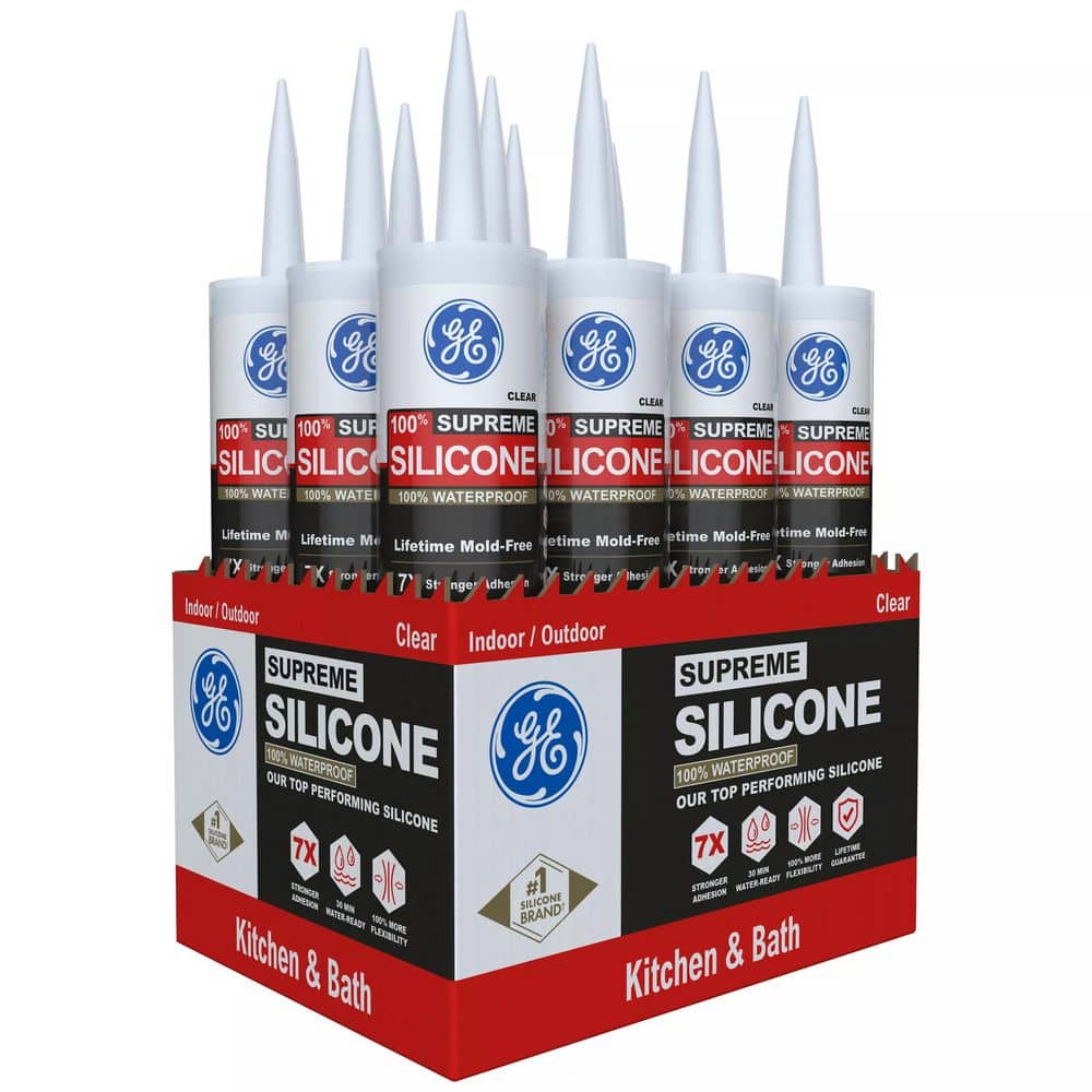 GE Supreme Silicone 10.1 oz. Kitchen and Bath Sealant Clear (12-pack)