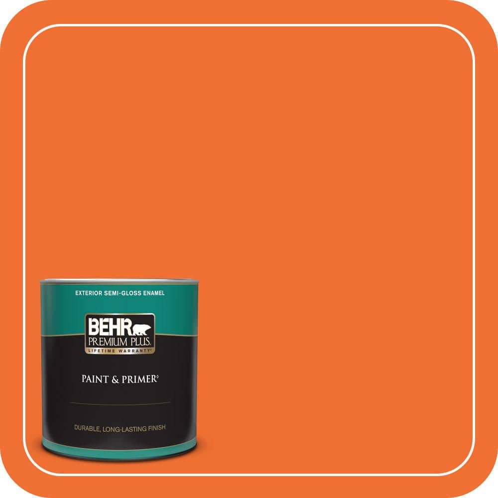 BEHR PREMIUM PLUS 1 qt. #S-G-240 Dragon Fire Semi-Gloss Enamel Exterior Paint & Primer