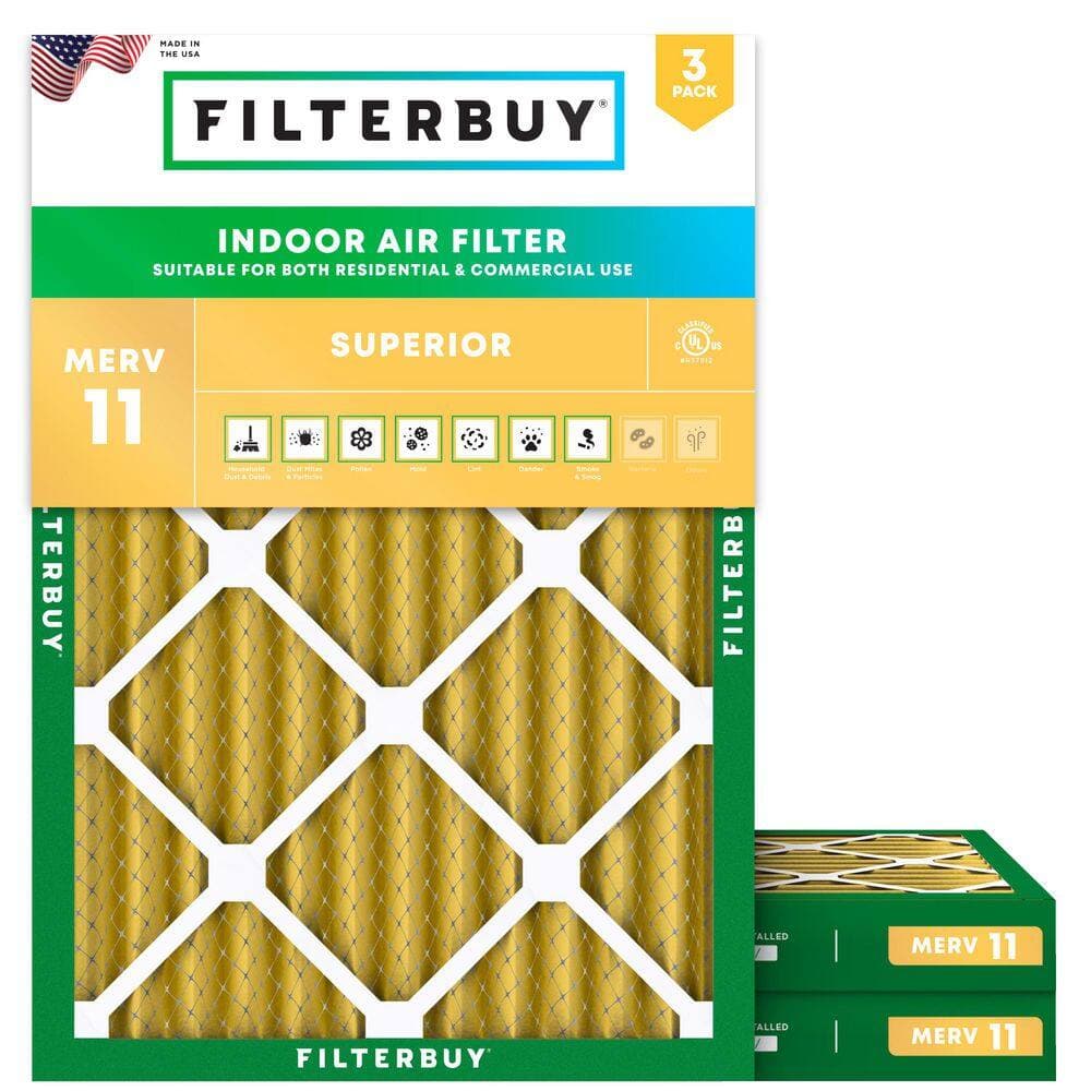 Filterbuy 22 in. x 26 in. x 2 in. MERV 11 (FPR 7) Allergen Defense Pleated HVAC AC Furnace Air Filters Replacement (3-Pack) (1)