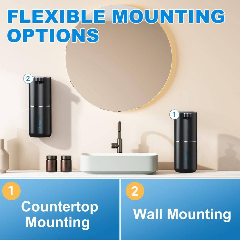 Wudkey Touchless Automatic Soap Dispenser with Adjustable Output, 1200mAh Battery for Kitchen and Bathroom in Black (3)