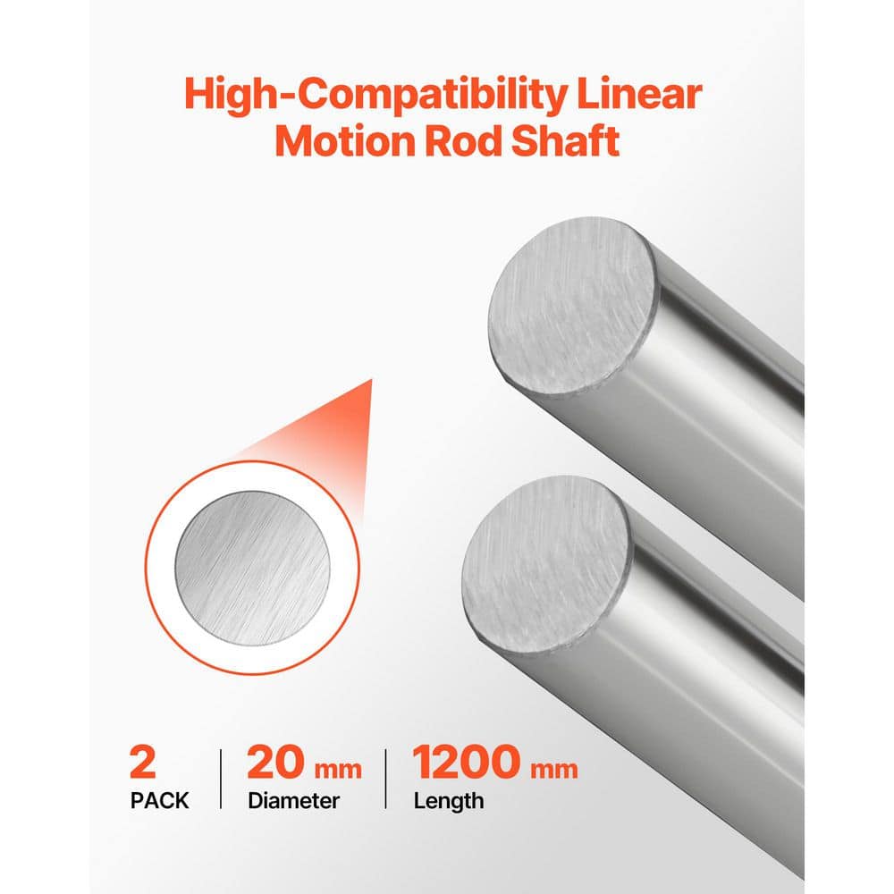 VEVOR 2-Piece Linear Motion Rod, 0.79 x 47.24 in., Anti Rust and High Precision, SFC20 Carbon Steel Linear Rod Shaft (2)