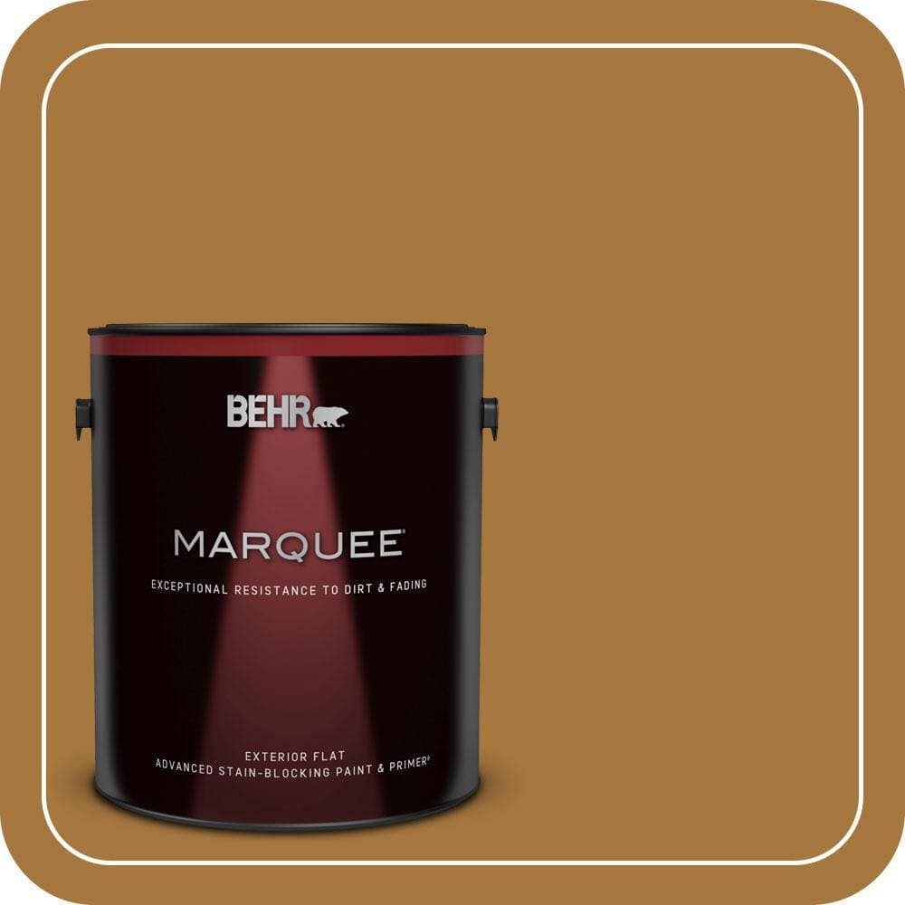 BEHR MARQUEE 1 gal. #MQ4-06 Invitation Gold Flat Exterior Paint & Primer