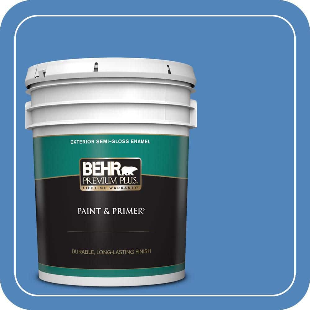 BEHR PREMIUM PLUS 5 gal. #570B-6 Handsome Hue Semi-Gloss Enamel Exterior Paint & Primer