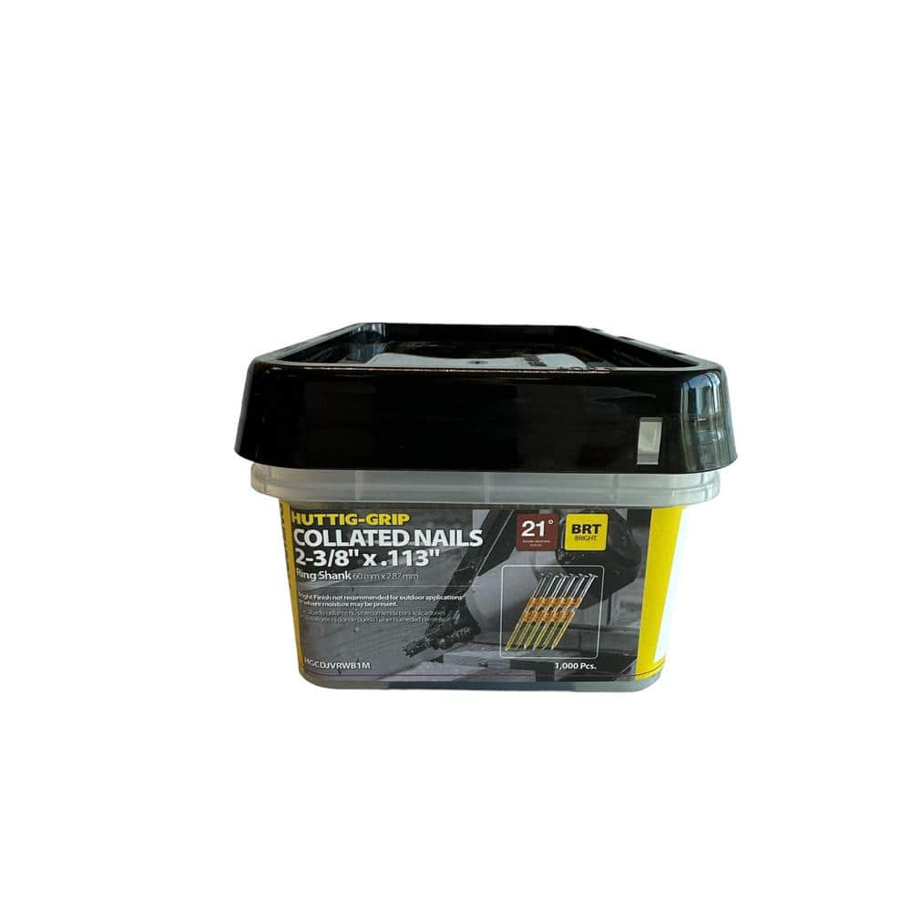 HUTTIG-GRIP 2-3/8 in. x 0.113-Gauge 21-Degree Plastic Strip Bright Ring Shank (1000 Per Tub) (2)