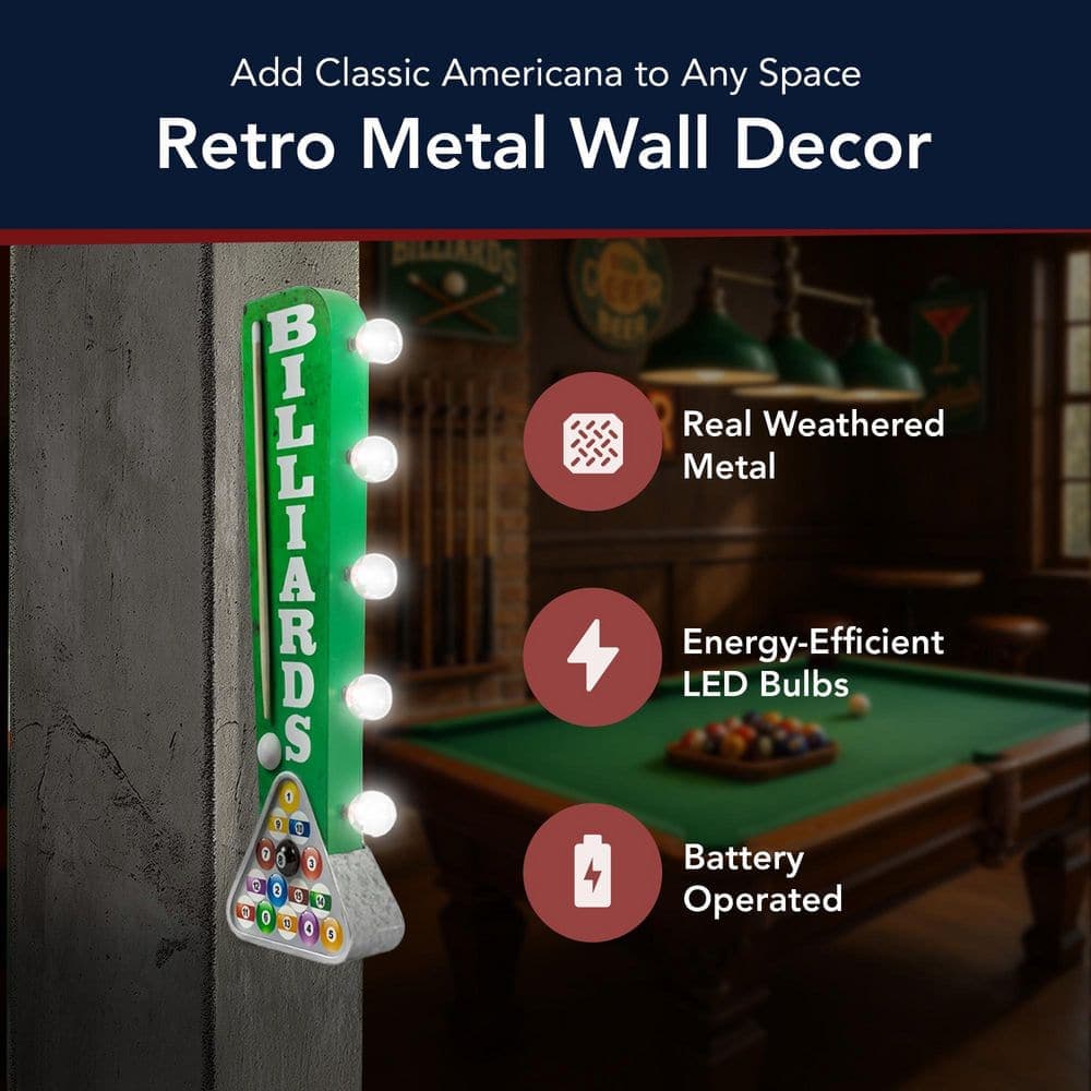 Crystal Art Gallery Billiards Pool Cue Vintage Marquee LED Sign (3)