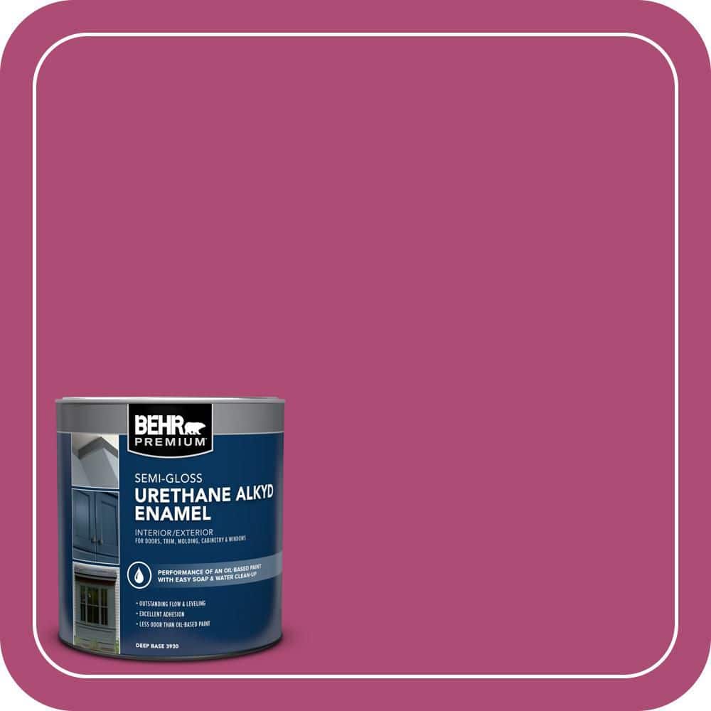 BEHR PREMIUM 1 qt. #100B-7 Hot Pink Semi-Gloss Enamel Urethane Alkyd Interior/Exterior Paint (1)