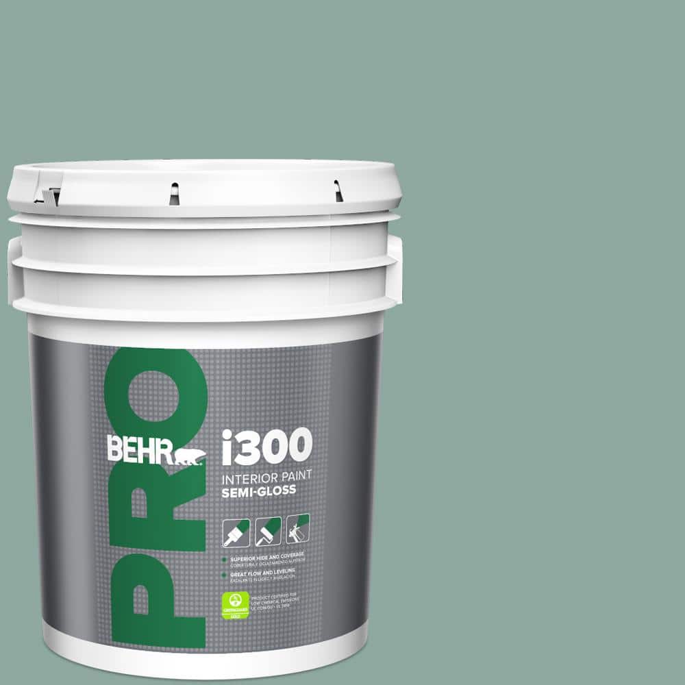 BEHR PRO 5 gal. #S430-4 Green Meets Blue Semi-Gloss Interior Paint