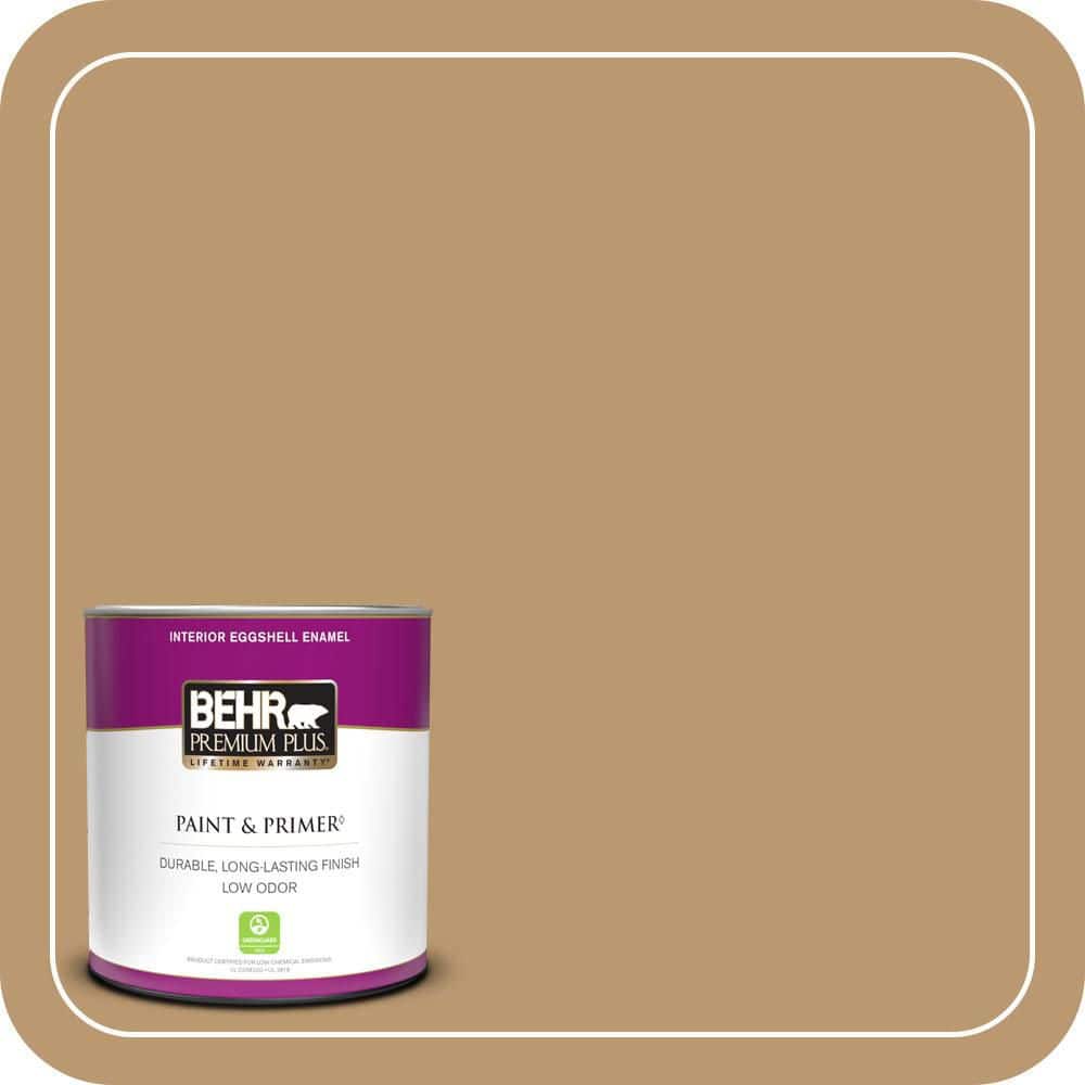 BEHR PREMIUM PLUS #ECC-24-1 Amber Leaf Flat Interior/Exterior Paint & Primer Color Sample (1)