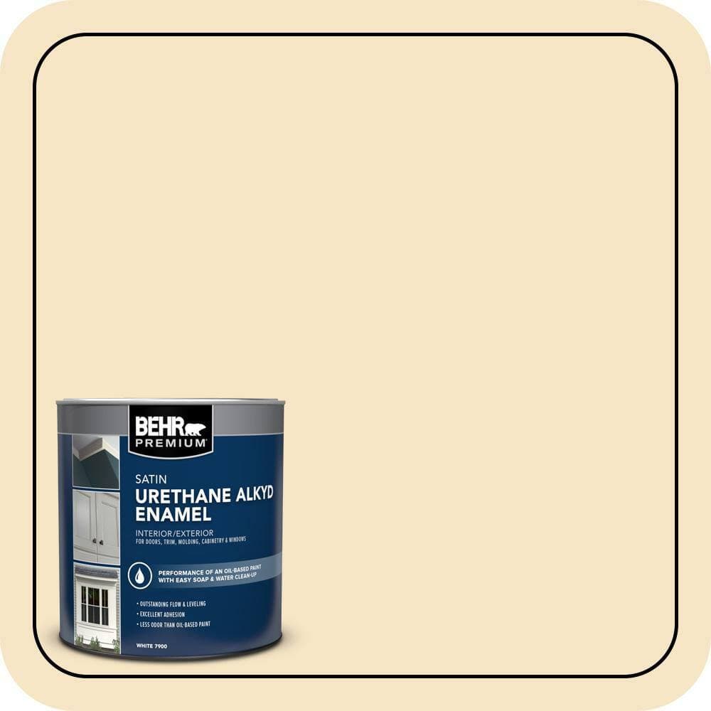 BEHR PREMIUM 1 qt. #330C-2 Lightweight Beige Satin Enamel Urethane Alkyd Interior/Exterior Paint (1)