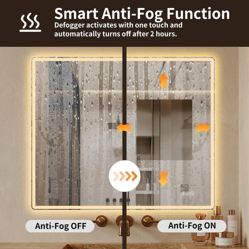Unbranded 30 in. x 36 in. Frameless Front-Lit LED Bathroom Mirror with Anti-Fog, 3 Color Temperatures, Stepless Dimming, Smart Mem (3)