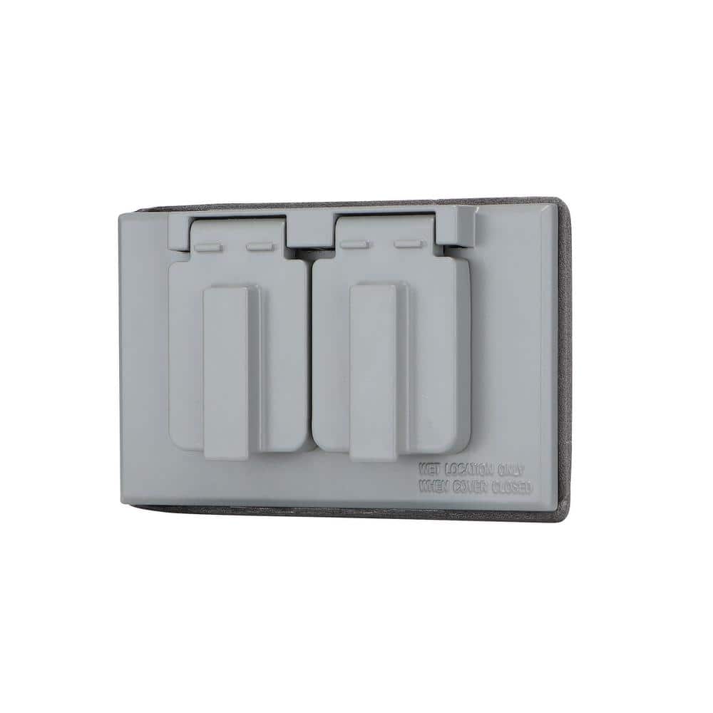 Commercial Electric 1-Gang Duplex Outlet Metallic Weatherproof Outlet Cover, Gray (3)