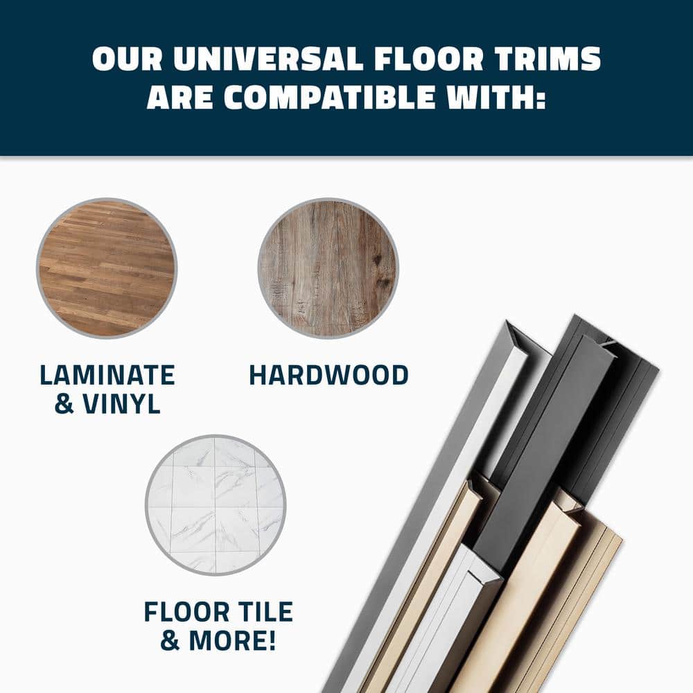 TrimMaster Champagne 5.5 mm x 84 in. Aluminum Square Cap LVT Floor Transition Strip (3)