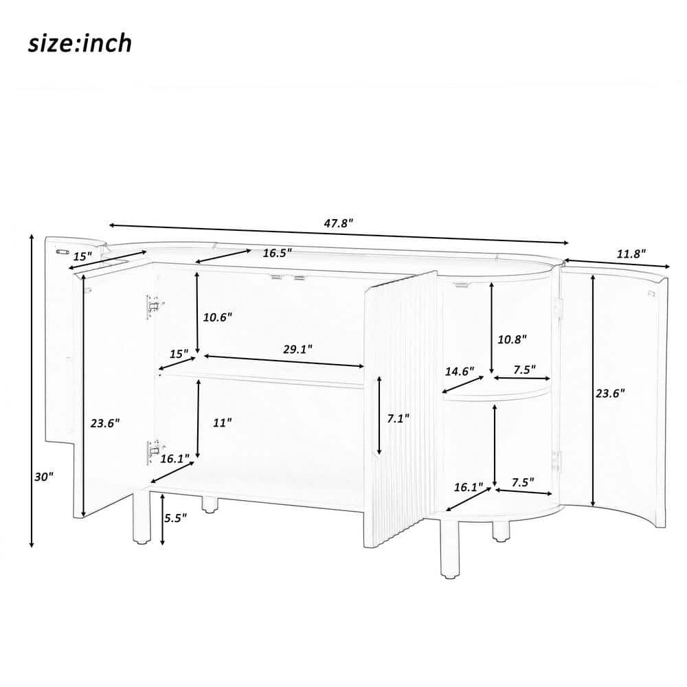Unbranded 47.8 in. W 16.5 in. D 30 in. H Linen Cabinet with 4 Doors and Adjustale Shelves (2)