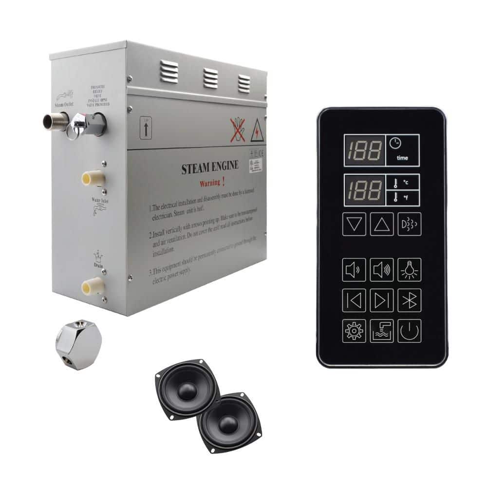 Steam Planet Superior SteamPoint Plus 6Kw Steam Bath Generator, Self-Draining with Bluetooth Digital Keypad in Black