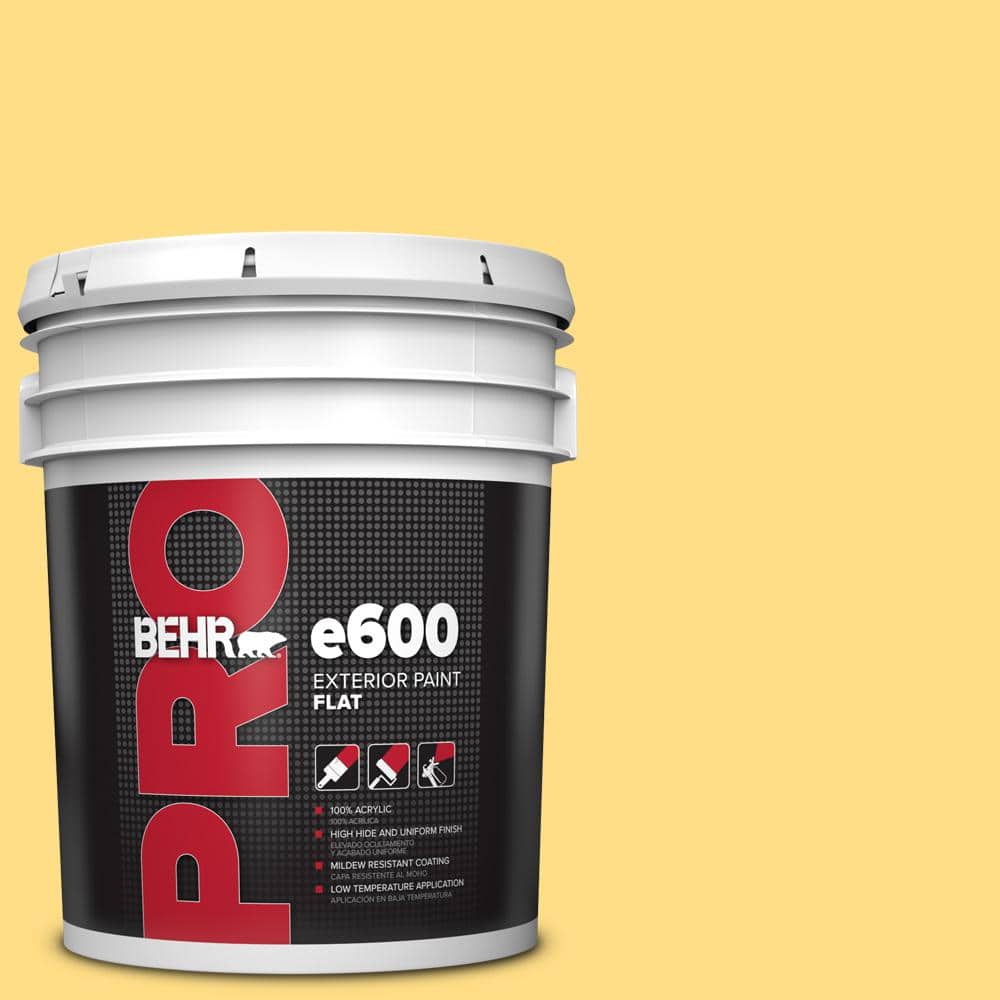 BEHR PRO 5 gal. #330B-5 Yellow Corn Flat Exterior Paint