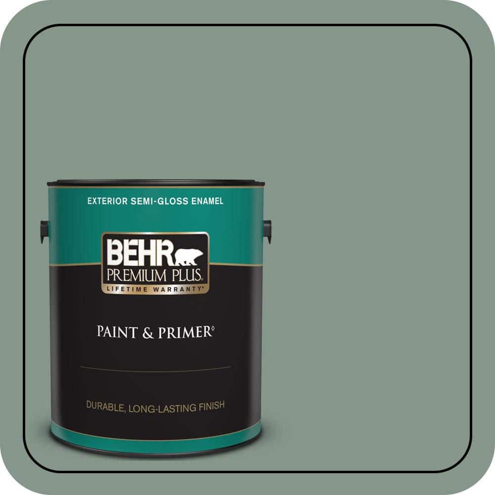 BEHR PREMIUM PLUS 1 gal. #N420-4 Underground Gardens Semi-Gloss Enamel Exterior Paint & Primer