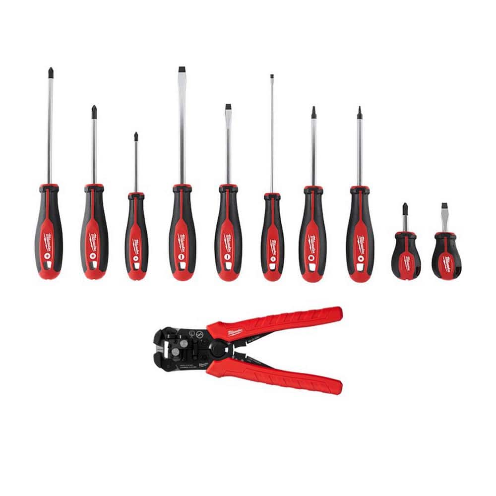 Milwaukee Combination Screwdriver Set with Self-Adjusting Wire Stripper and Cutter (11-Piece)