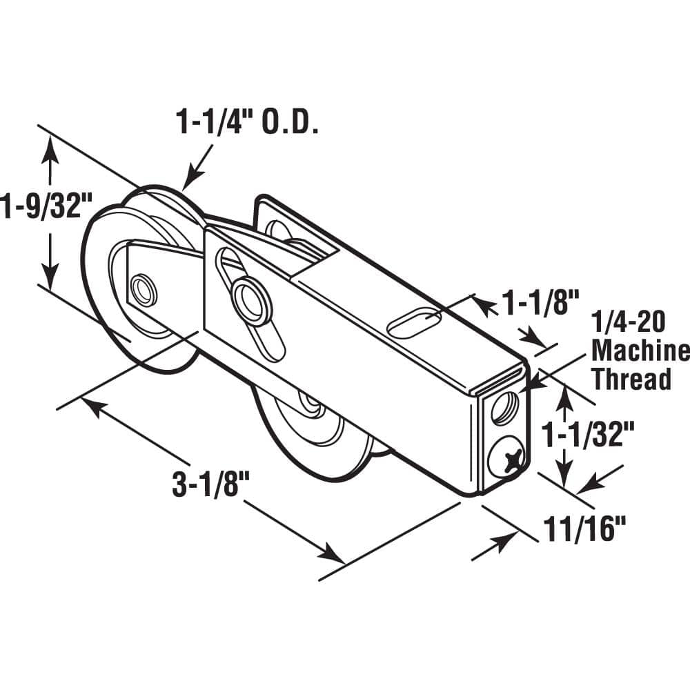Prime-Line Roller Assembly, 1-1/4 in. Tandem Wheels, Concave Edge, Steel Ball Bearings, Adjustable (2)