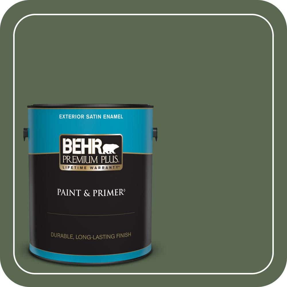 BEHR PREMIUM PLUS 1 gal. #S390-7 Trailing Vine Satin Enamel Exterior Paint & Primer