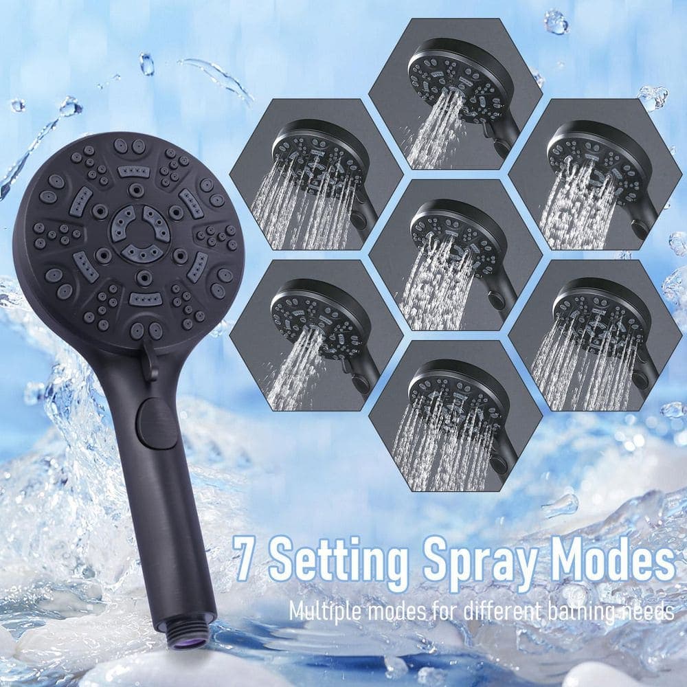 ALEASHA Single-Handle 7-Spray Wall Mount Shower Faucet 1.8 GPM with 70 in Kink Free Hose and Rough-In Valve in Oil Rubbed Brozne (2)
